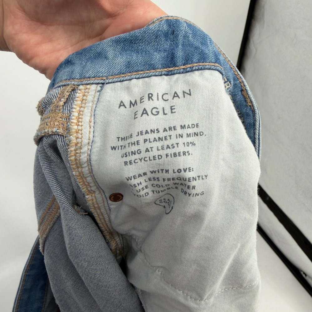 American Eagle Super High Rise Baggy Wide Leg Jeans Women's 18 Short Light Wash